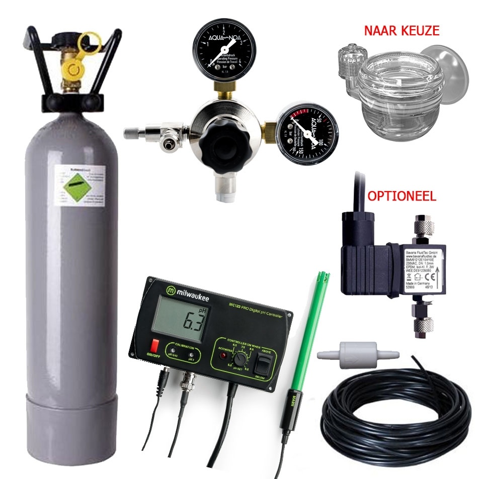 Complete CO2 set PROFI 2000 gram met pH controller