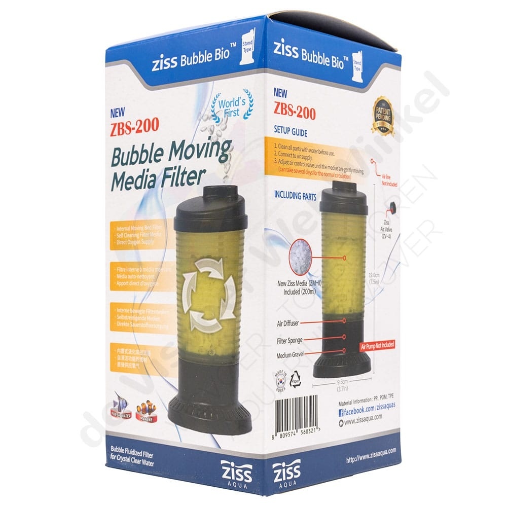 Ziss Aqua ZBS-200 Bubble Bio filter staand, bewegend bed filter
