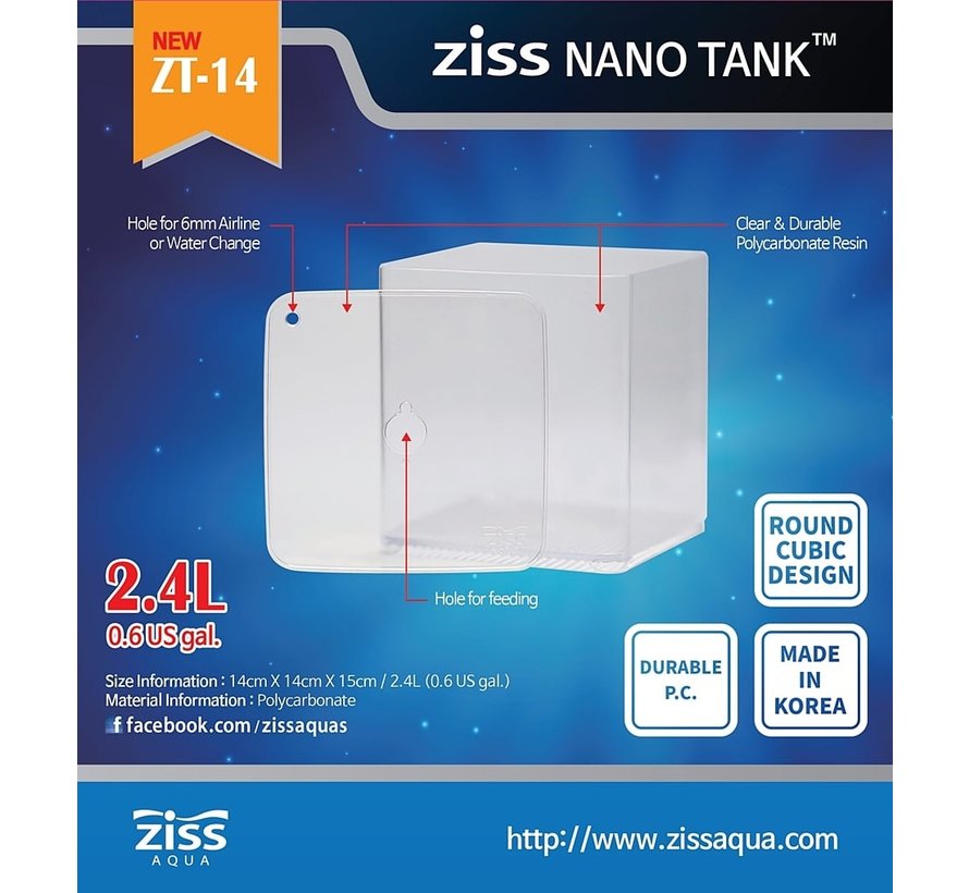 Ziss Aqua ZT-14 Betta box nano aquarium -  2,4 liter