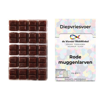 de Visvoer WebWinkel Rode muggenlarven diepvriesvoer 100g blister