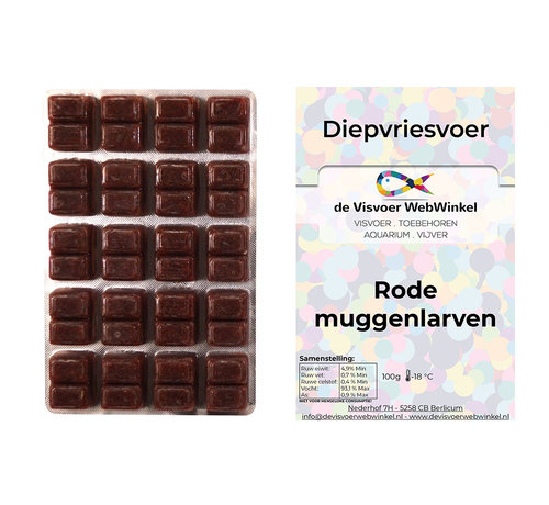 de Visvoer WebWinkel Rode muggenlarven diepvriesvoer 100g blister