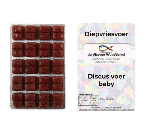 de Visvoer WebWinkel Discus voer baby diepvriesvoer 100g blister