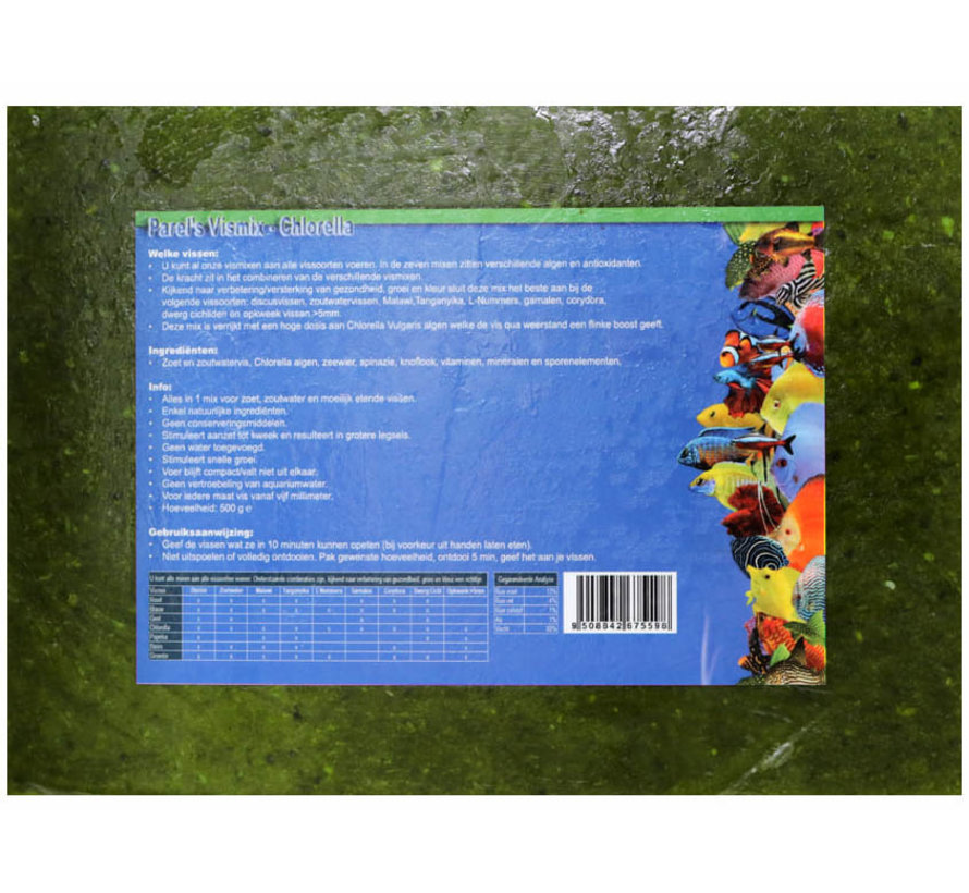 Parels Vismix Chlorella 500 gram - diepvriesvoer