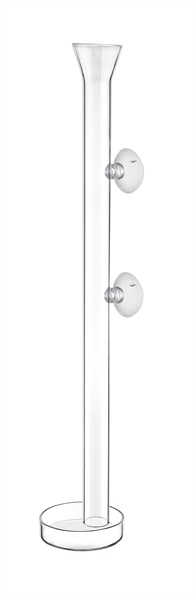 Glazen voederschaal met voederbuis