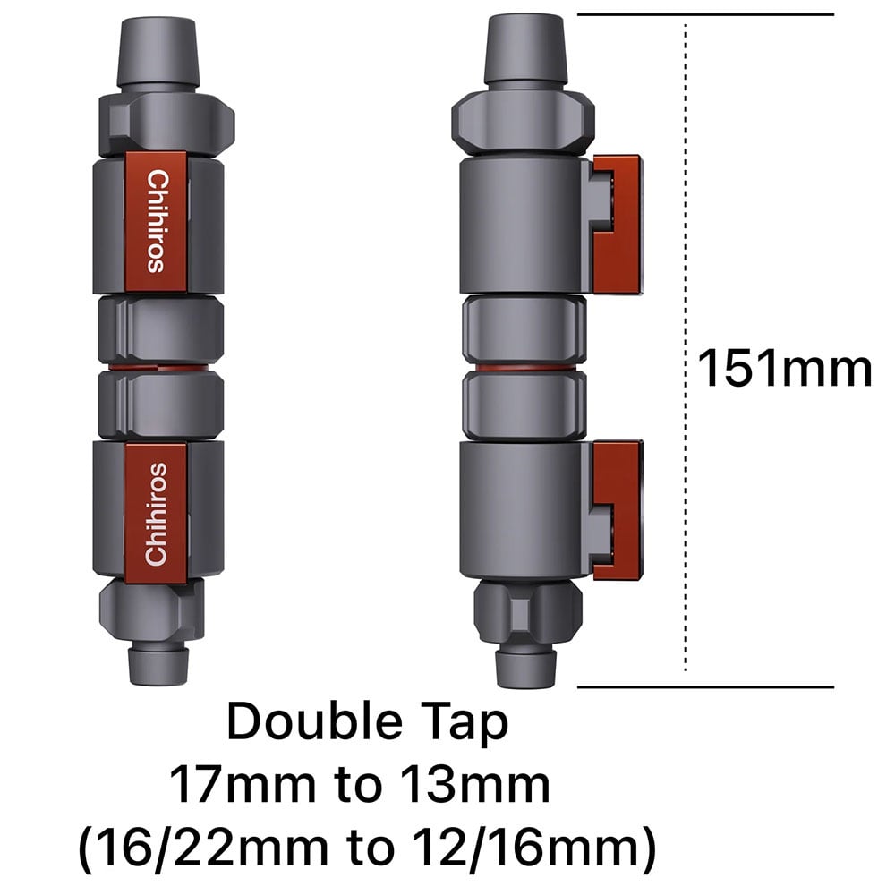 Chihiros dubbele slangkraan - 16/ 22mm en 12/16 naar 16/22mm!