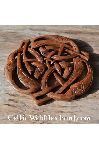 Holzschnitzwerk drei keltische Hunde - Celtic Webmerchant