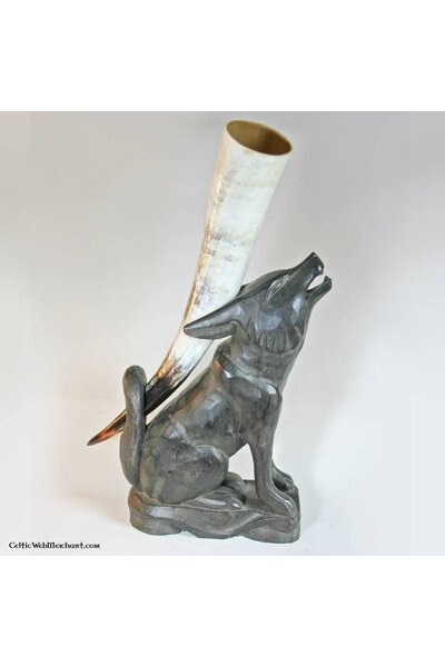 Soporte redondo en madera para cuerno, lobo - Celtic Webmerchant