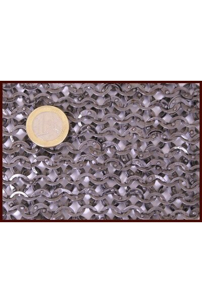 Pezzo di cotta di maglia, anelli piatti - rivetti rotondi, 20 x 20 cm - Celtic Webmerchant