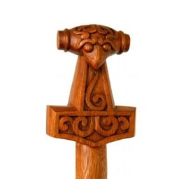 Wooden walking stick with Thor's hammer - Celtic Webmerchant