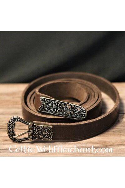 Birka belt, brown, brass - Celtic Webmerchant