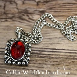 Collana Tudor Elizabeth I, gemma rossa, argentata - Celtic Webmerchant