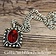 Tudor necklace Elisabeth, red gem, silvered - Celtic Webmerchant