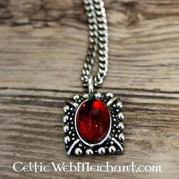 Tudor halsband Elisabeth, röd pärla, försilvrade - Celtic Webmerchant