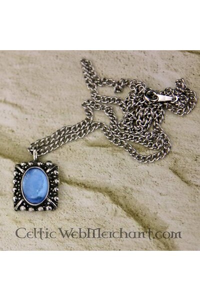 Tudor necklace Elisabeth, blue gem, silver - Celtic Webmerchant