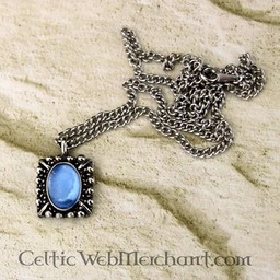 Collier Tudor Elisabeth, gemme bleue, argent - Celtic Webmerchant