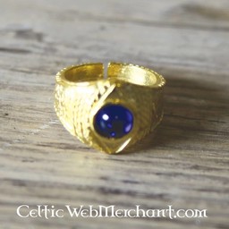 Forgyldt middelalderlig ring, blå