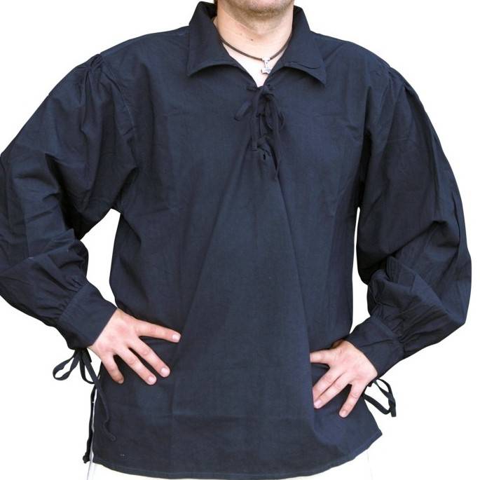 Medieval shirt Rawlin, black - CelticWebMerchant.com