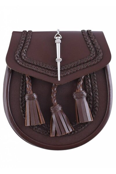 Sporran med fletning motiv, brun - Celtic Webmerchant
