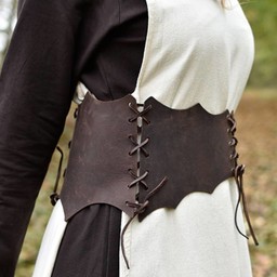 Ceinture corset en cuir Maerwynn, marron - Celtic Webmerchant