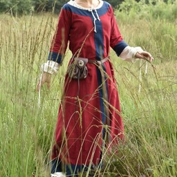 (Vroeg) middeleeuwse jurk Clotilde, rood-blauw - Celtic Webmerchant