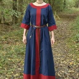 (Early) medieval dress Clotild, blue-red - Celtic Webmerchant