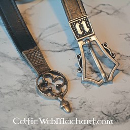 Cinturón gótico con extremo de cinturón, negro - Celtic Webmerchant