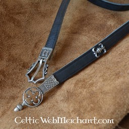 Gothic belt deluxe, black leather, brass buckle - Celtic Webmerchant