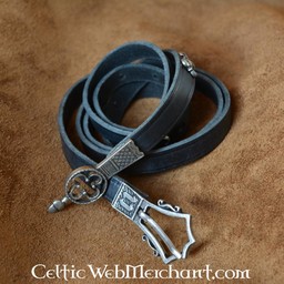 Gothic belt deluxe, black leather, brass buckle - Celtic Webmerchant