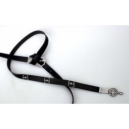 Luxe Gotische riem, zwart leer, messing - Celtic Webmerchant