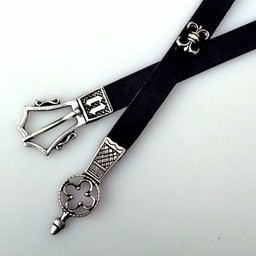 Gothic belt deluxe, black leather, brass buckle - Celtic Webmerchant
