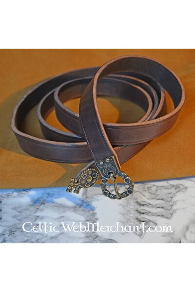 15. Jahrhundert Gürtel mit Gürtelendbeschlag London, Brown Leder, versilberte Schnalle - Celtic Webmerchant