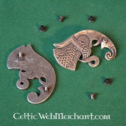 Germanisches Gürtelbeschlag Rabe, Völkerwanderung, Paar links und rechts, Versilbertes Bronze - Celtic Webmerchant