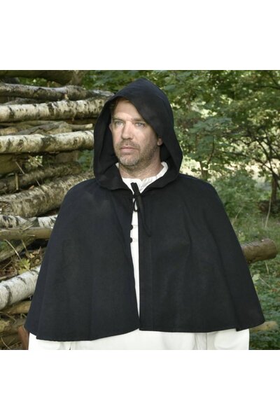 Mittelalterliche Kapuze Oswell, schwarz - Celtic Webmerchant