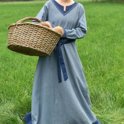 Viking dress Helga, blue grey-blue - Celtic Webmerchant