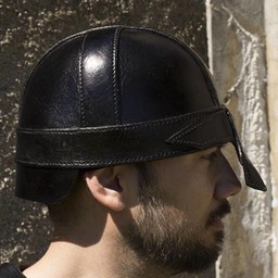 Leather nasal helmet, black