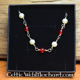 Romeinse halsketting met rode steentjes - Celtic Webmerchant