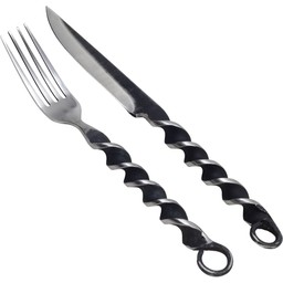 Cuchillo y tenedor con mango retorcido. - Celtic Webmerchant