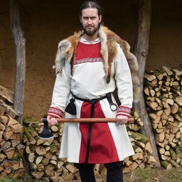 Viking tunic Viborg, natural-red - Celtic Webmerchant