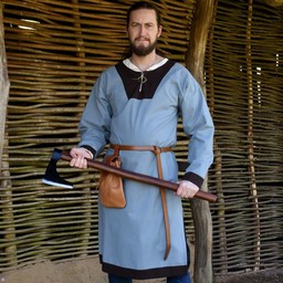 Túnica medieval (antigua) Clovis, azul claro gris-marrón - Celtic Webmerchant