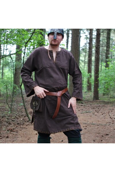 Tunic with authentic lining, dark brown - Celtic Webmerchant
