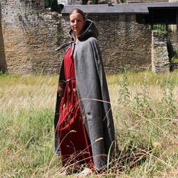 Medieval cloak with hood, grey - Celtic Webmerchant