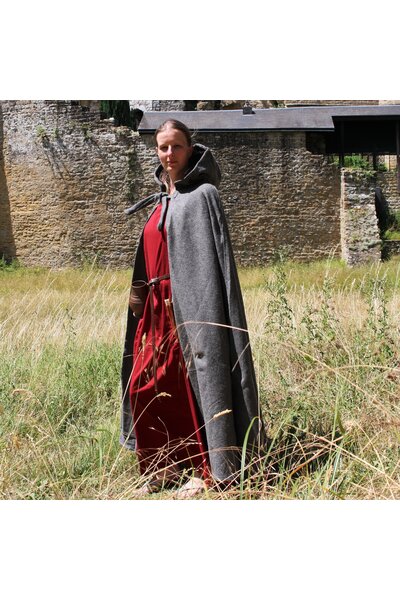 Capa medieval con capucha, gris. - Celtic Webmerchant