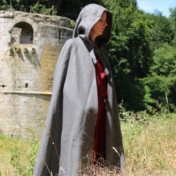 Medieval cloak with hood, grey - Celtic Webmerchant