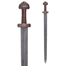 Viking sværd ø Eigg damascus stål, læder greb - Celtic Webmerchant