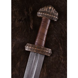 Viking isla Eigg espada de acero de Damasco, empuñadura de cuero - Celtic Webmerchant