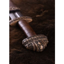 Viking sword island Eigg damascus steel, leather grip