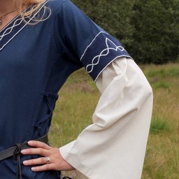 Gotische jurk Fiona, blauw-naturel - Celtic Webmerchant