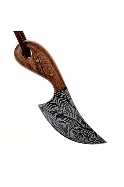 DAMAST stål hals kniv med træ greb - Celtic Webmerchant
