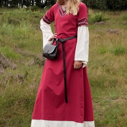 Gothic Kleid Fiona, rot-natur