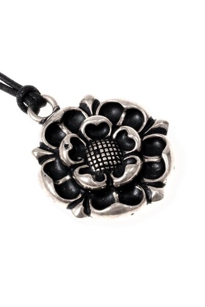 Tudor rose amulet, silvered - Celtic Webmerchant